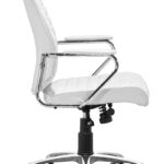 Adjustable White Faux Leather Office Chair with Chrome Frame and Casters