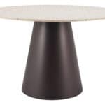 Round Beige & Bronze Dining Table with Steel Base 11 Round Beige & Bronze Dining Table with Steel Base