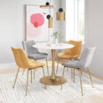 White & Gold Round Pedestal Dining Table for Kitchen or Bar 9 White & Gold Round Pedestal Dining Table for Kitchen or Bar