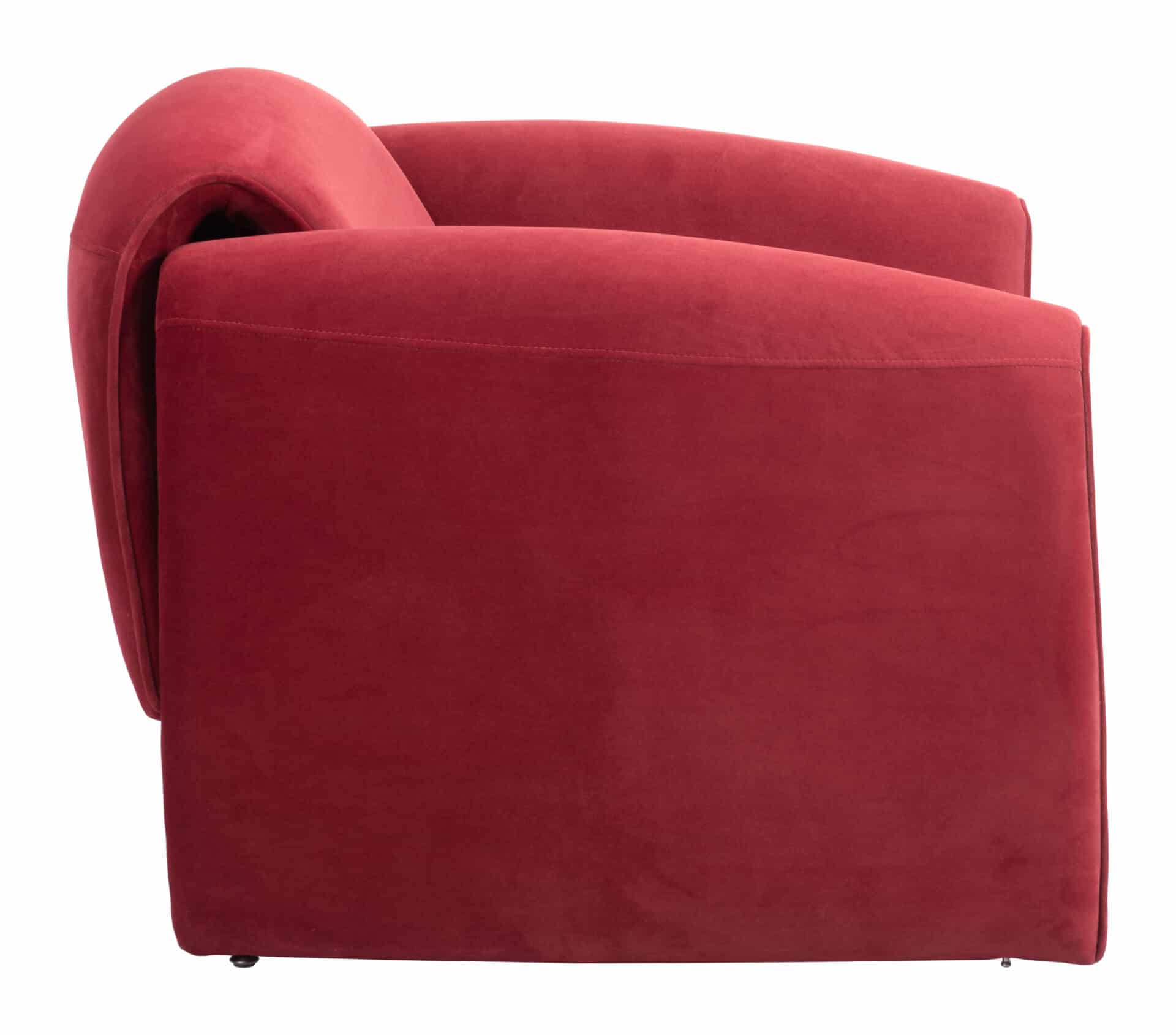 Red Velvet Accent Chair with Sturdy Steel Frame and Armrests 5 Red Velvet Accent Chair with Sturdy Steel Frame and Armrests - Image 5
