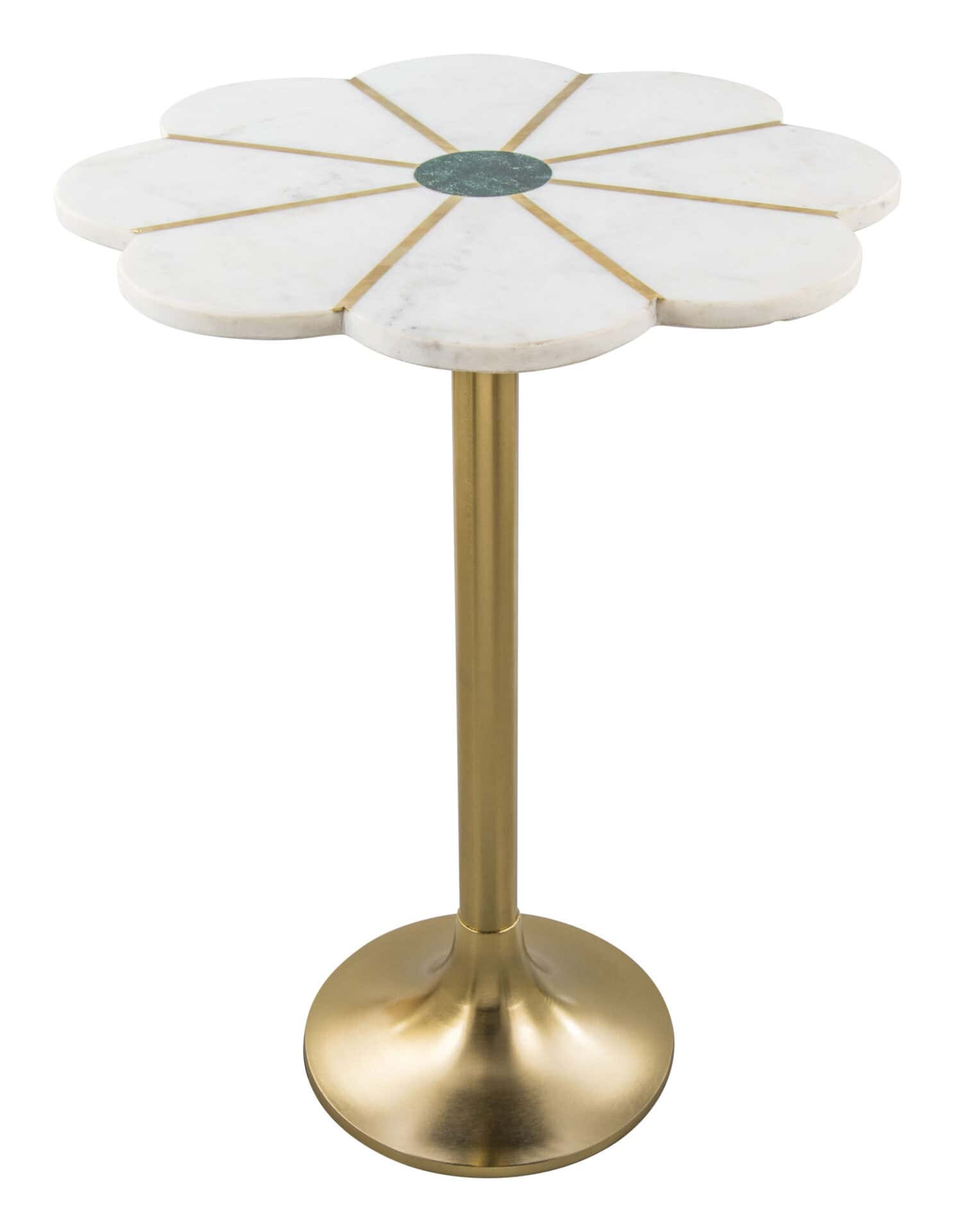 Vintage Green Marble Flower Side Table with Gold Base 3 Vintage Green Marble Flower Side Table with Gold Base - Image 3