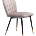 Gray Velvet Mid-Century Dining Chair with Tufted Seat (Set of 2) 10 Gray Velvet Mid-Century Dining Chair with Tufted Seat (Set of 2)