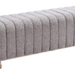 Velvet Tufted Bench with Steel Legs in Stone Gray 7 Velvet Tufted Bench with Steel Legs in Stone Gray