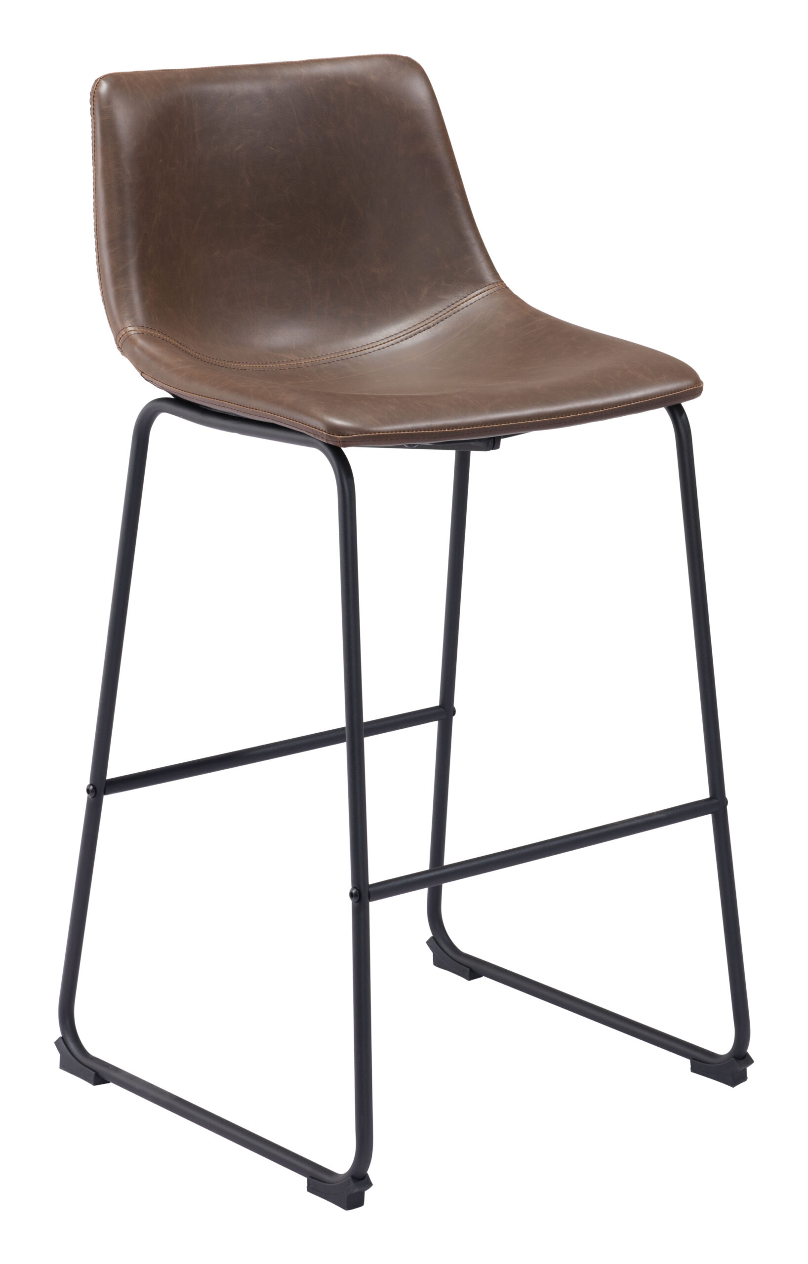 Vintage Espresso Barstool with Faux Leather and Matte Black Frame (Set of 2) 9 Vintage Espresso Barstool with Faux Leather and Matte Black Frame (Set of 2)
