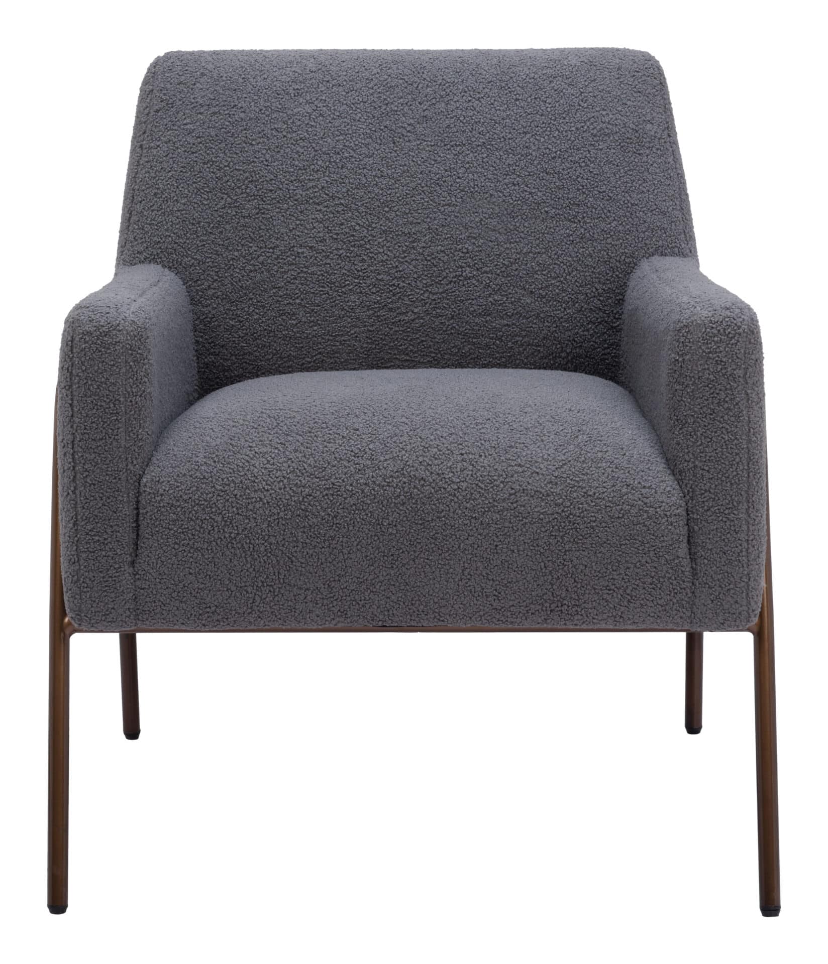 Gray Shearling Style Accent Chair with Powder Coated Steel Frame 4 Gray Shearling Style Accent Chair with Powder Coated Steel Frame - Image 4