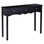 Modern Black Console Table with 3 Drawers for Entryway
