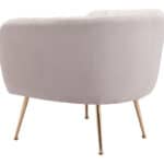 Art Deco Beige Velvet Accent Chair with Gold Legs