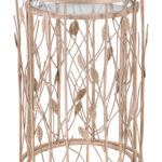 Gold Leaf Design Round Side Table Set (Set of 2) 10 Gold Leaf Design Round Side Table Set (Set of 2)