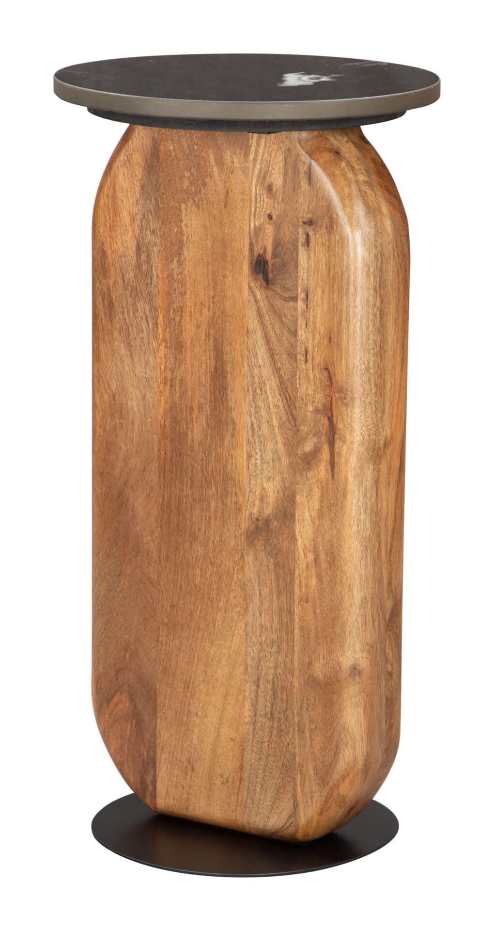 Marble Top Drink Table with Mango Wood Legs - Multicolor 2 Marble Top Drink Table with Mango Wood Legs - Multicolor - Image 2