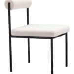 Ivory Shearling Style Dining Chair with Black Steel Frame 13 Ivory Shearling Style Dining Chair with Black Steel Frame