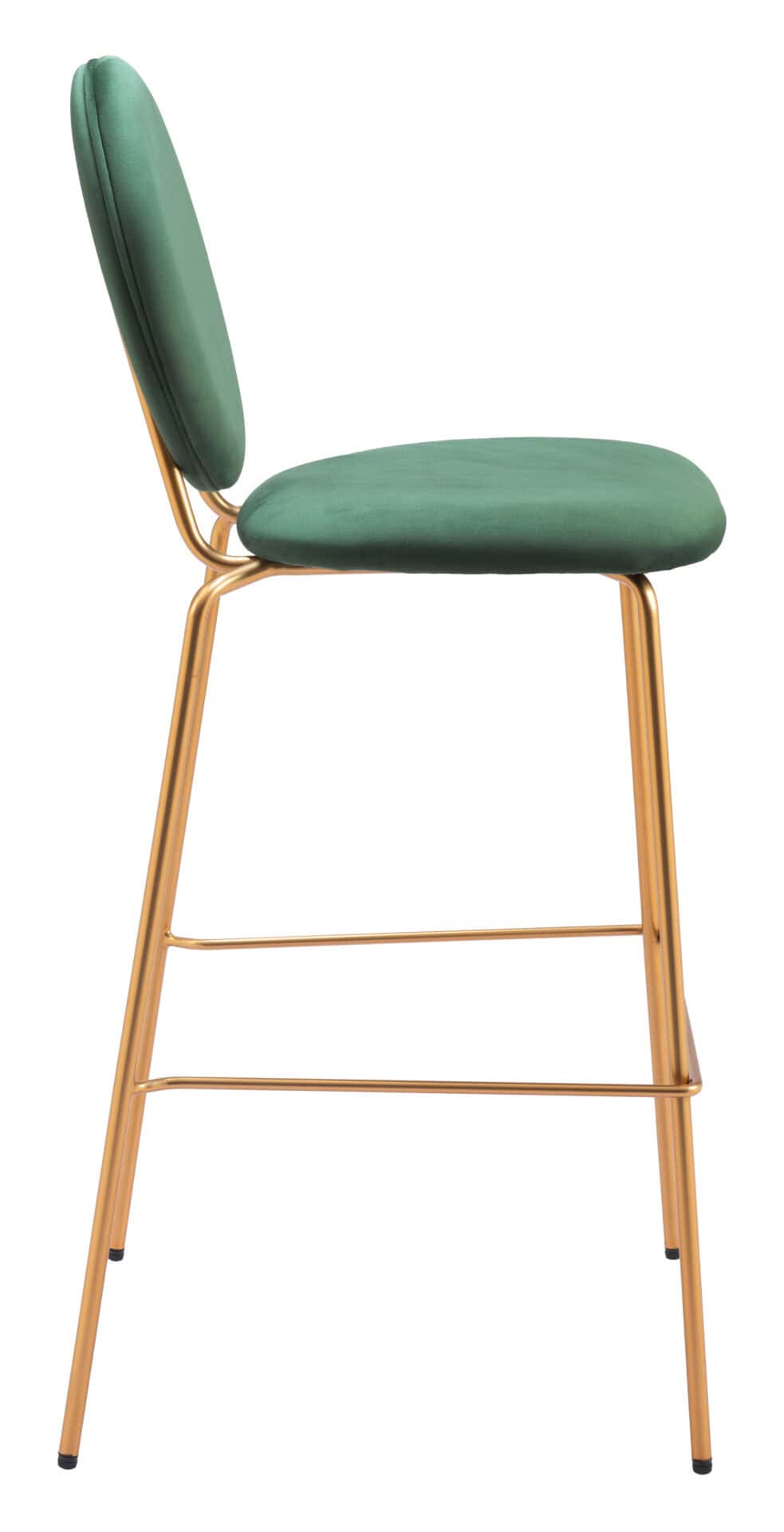 Green Velvet Bar Stools with Gold Frame (Set of 2) 4 Green Velvet Bar Stools with Gold Frame (Set of 2) - Image 4