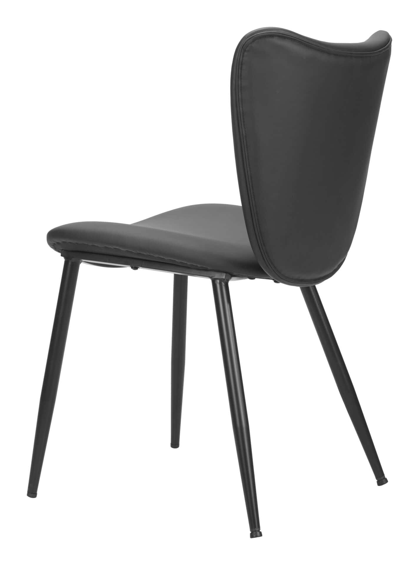 Black Vinyl Dining Chair with Steel Frame (Set of 2) 5 Black Vinyl Dining Chair with Steel Frame (Set of 2) - Image 5