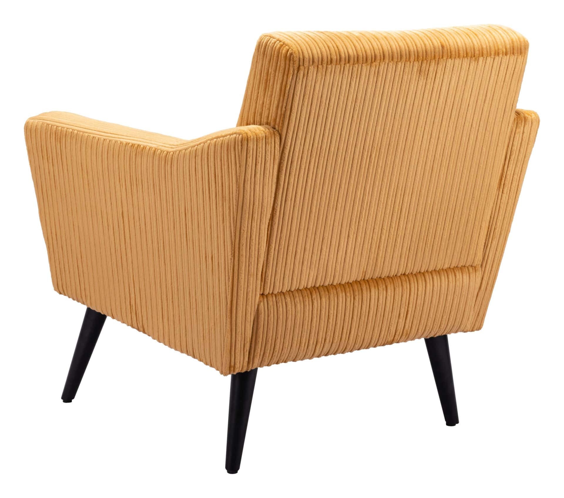 Boho Chic Yellow Accent Chair with Wood Legs and Tufted Seat 6 Boho Chic Yellow Accent Chair with Wood Legs and Tufted Seat - Image 6
