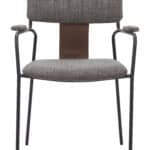 Butterscotch Brown Upholstered Dining Chair with Arms, Steel Frame (Set of 2) 11 Butterscotch Brown Upholstered Dining Chair with Arms, Steel Frame (Set of 2)