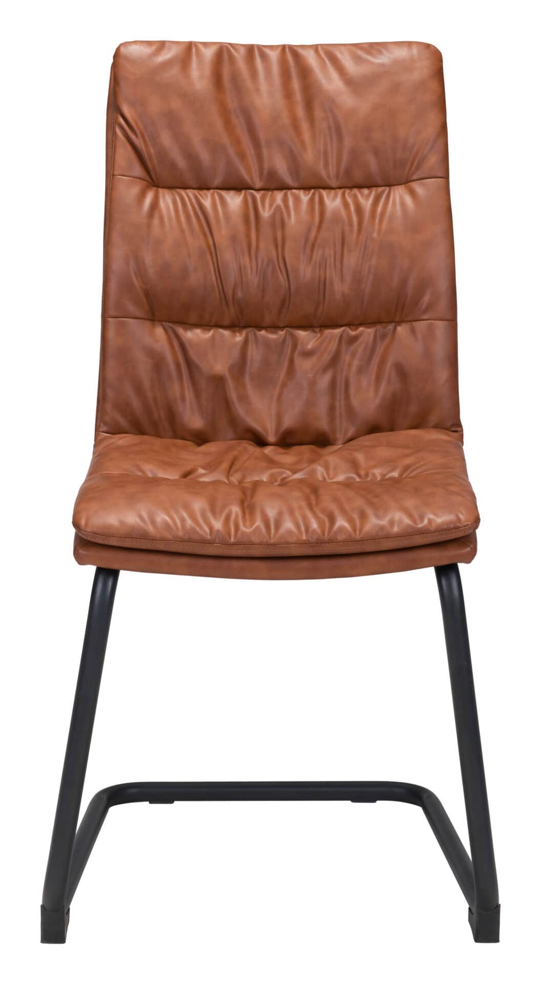 Vintage Brown Faux Leather Dining Chair with Steel Frame (Set of 2) 5 Vintage Brown Faux Leather Dining Chair with Steel Frame (Set of 2) - Image 5