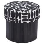 Black and White Storage Ottoman with Hidden Compartment and Wooden Legs