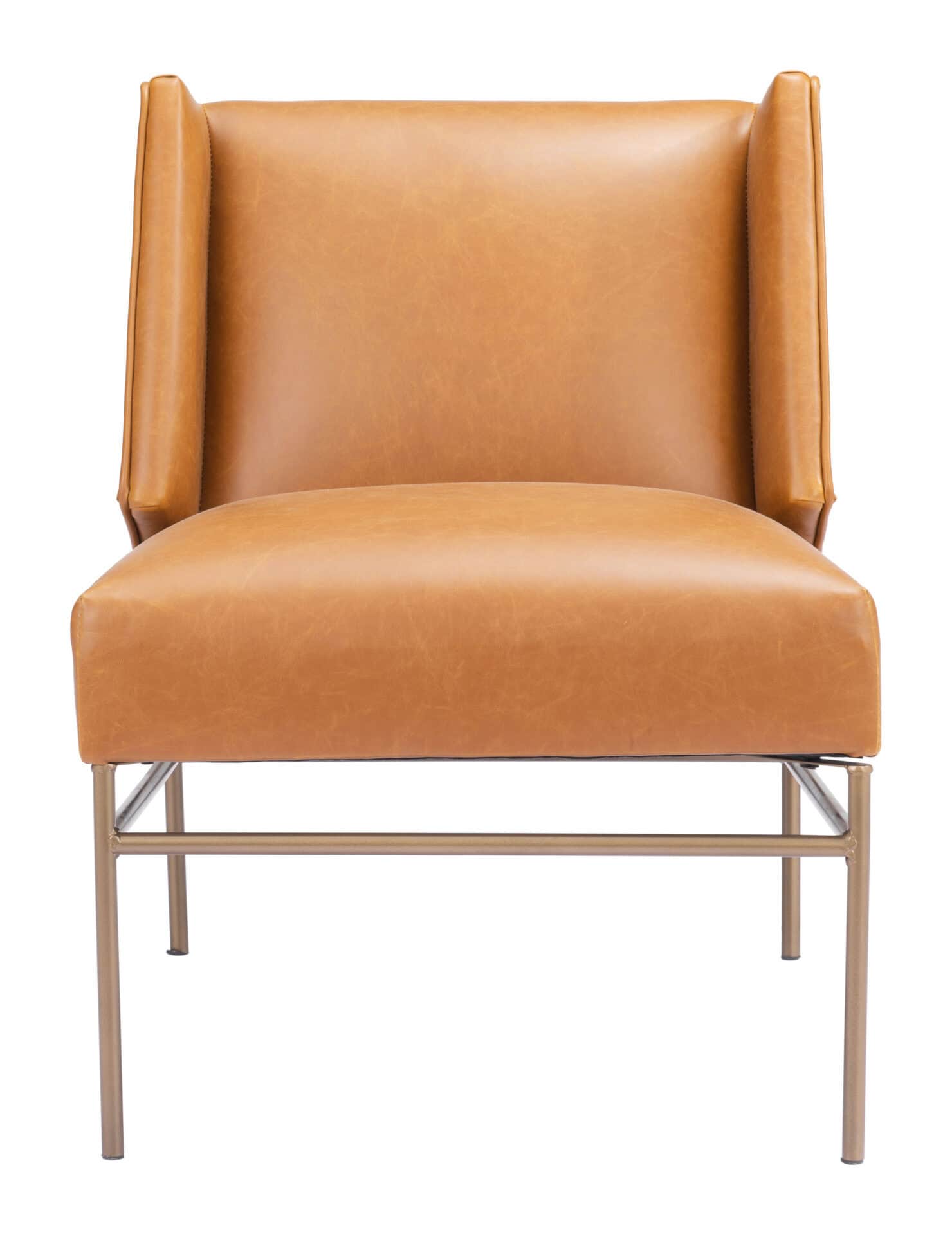 Modern Brown Faux Leather Accent Chair with Steel Base 4 Modern Brown Faux Leather Accent Chair with Steel Base - Image 4
