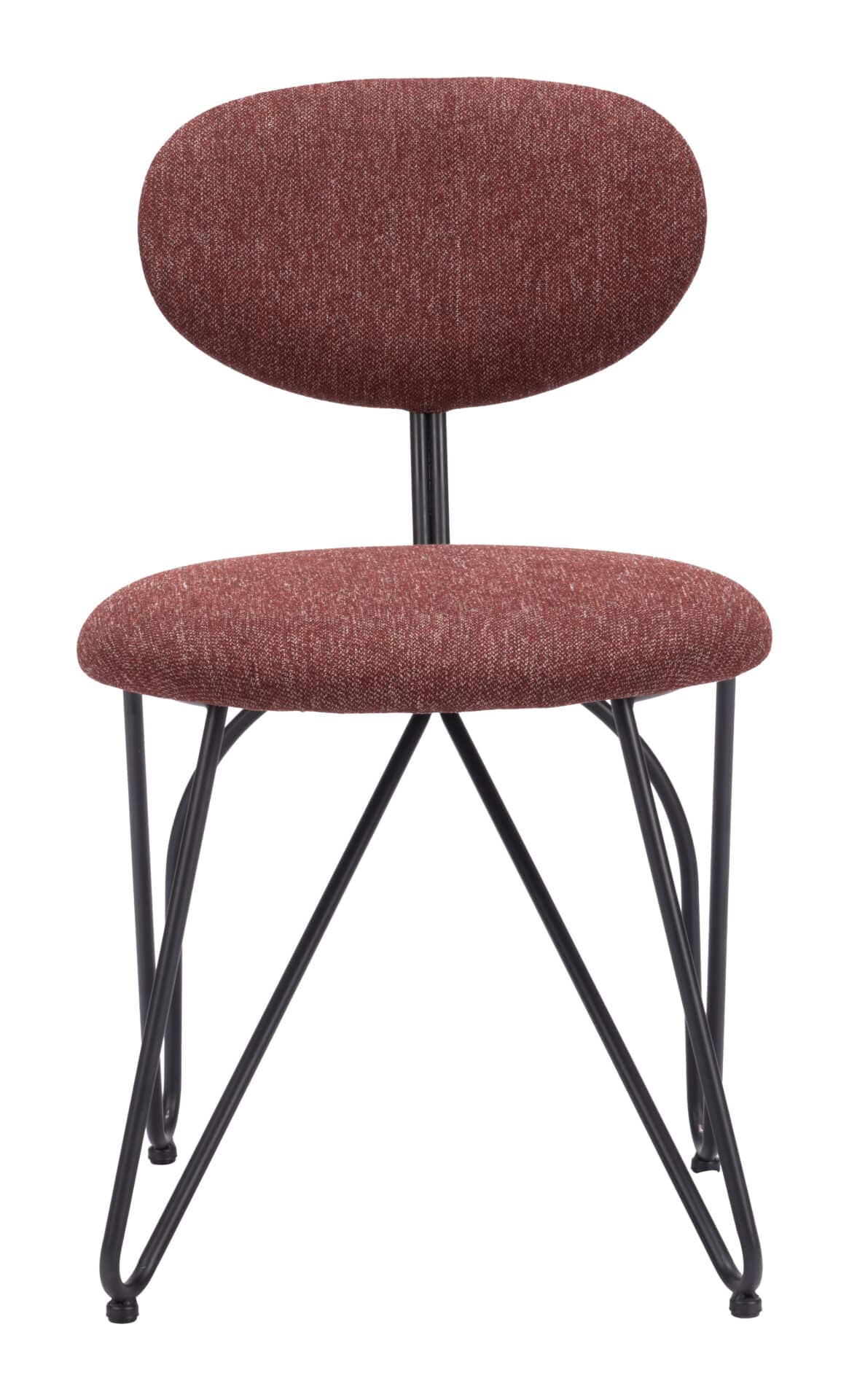 Modern Maroon Brown Dining Chair with Steel Legs (Set of 2) 3 Modern Maroon Brown Dining Chair with Steel Legs (Set of 2) - Image 3