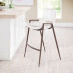 White Walnut Faux Leather Mid-Century Modern Counter Stool (Set of 2)