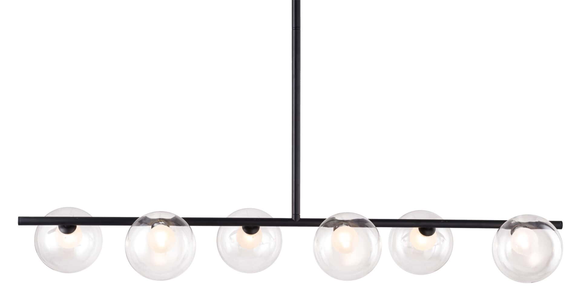 Matte Black Steel Ceiling Lamp with Clear Glass Shades (6 Bulbs) 7 Matte Black Steel Ceiling Lamp with Clear Glass Shades (6 Bulbs) - Image 7