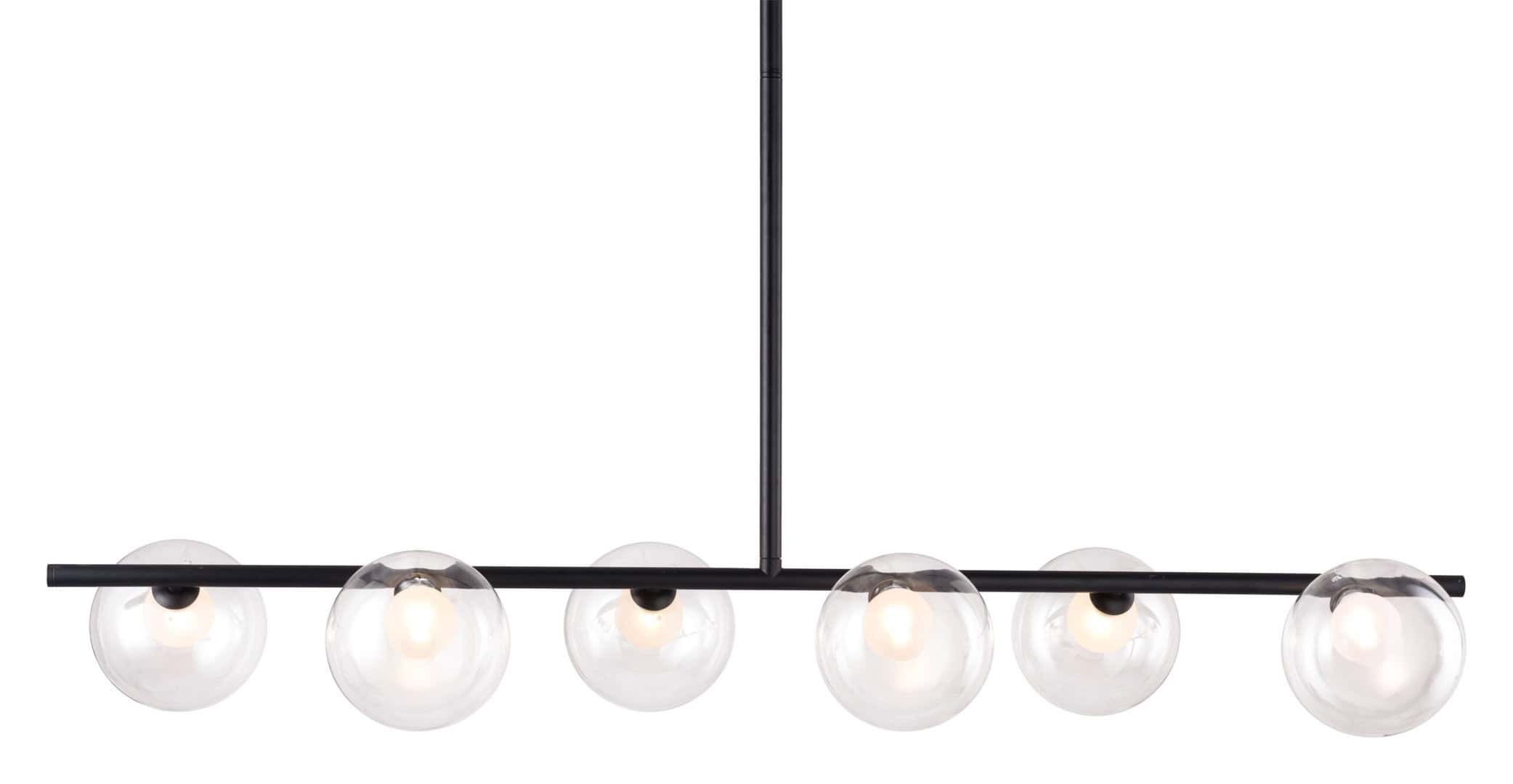 Matte Black Steel Ceiling Lamp with Clear Glass Shades (6 Bulbs) 17 Matte Black Steel Ceiling Lamp with Clear Glass Shades (6 Bulbs)