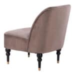 Velvet Taupe Accent Chair with Wooden Legs and Deco Flair 16 Velvet Taupe Accent Chair with Wooden Legs and Deco Flair