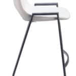 White Faux Leather Counter Stool with Black Steel Frame (Set of 2)