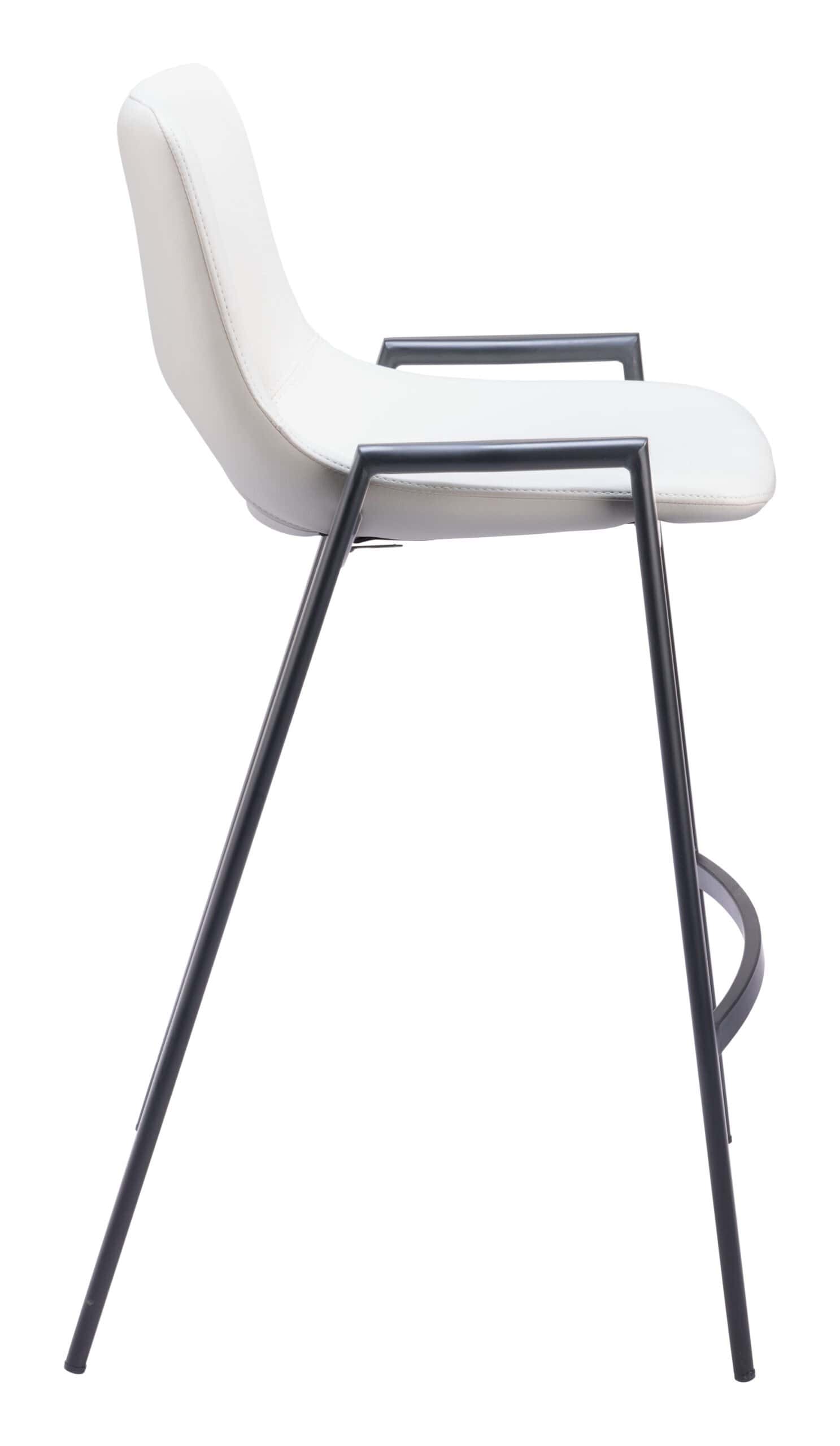White Faux Leather Counter Stool with Black Steel Frame (Set of 2)