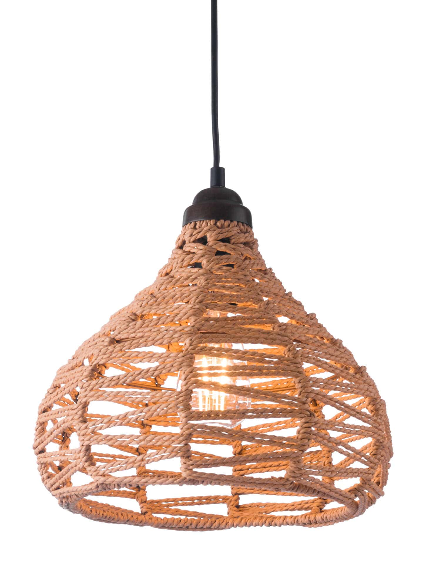 Teardrop Woven Ceiling Lamp with Adjustable Cord - Natural Finish 3 Teardrop Woven Ceiling Lamp with Adjustable Cord - Natural Finish - Image 3