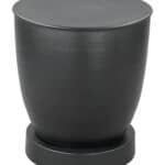 Black Modern Minimalist Steel Side Table with Round Top