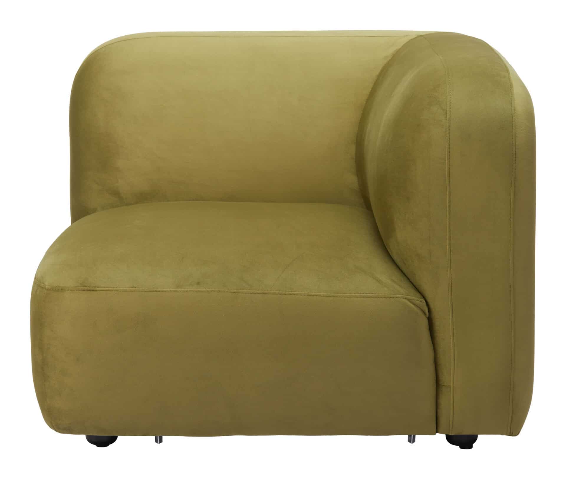 Velvet Tufted Corner Chair with Birch Wood Legs in Green 4 Velvet Tufted Corner Chair with Birch Wood Legs in Green - Image 4