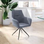 Mid-Century Modern Gray Dining Chairs with Armrests (Set of 2)