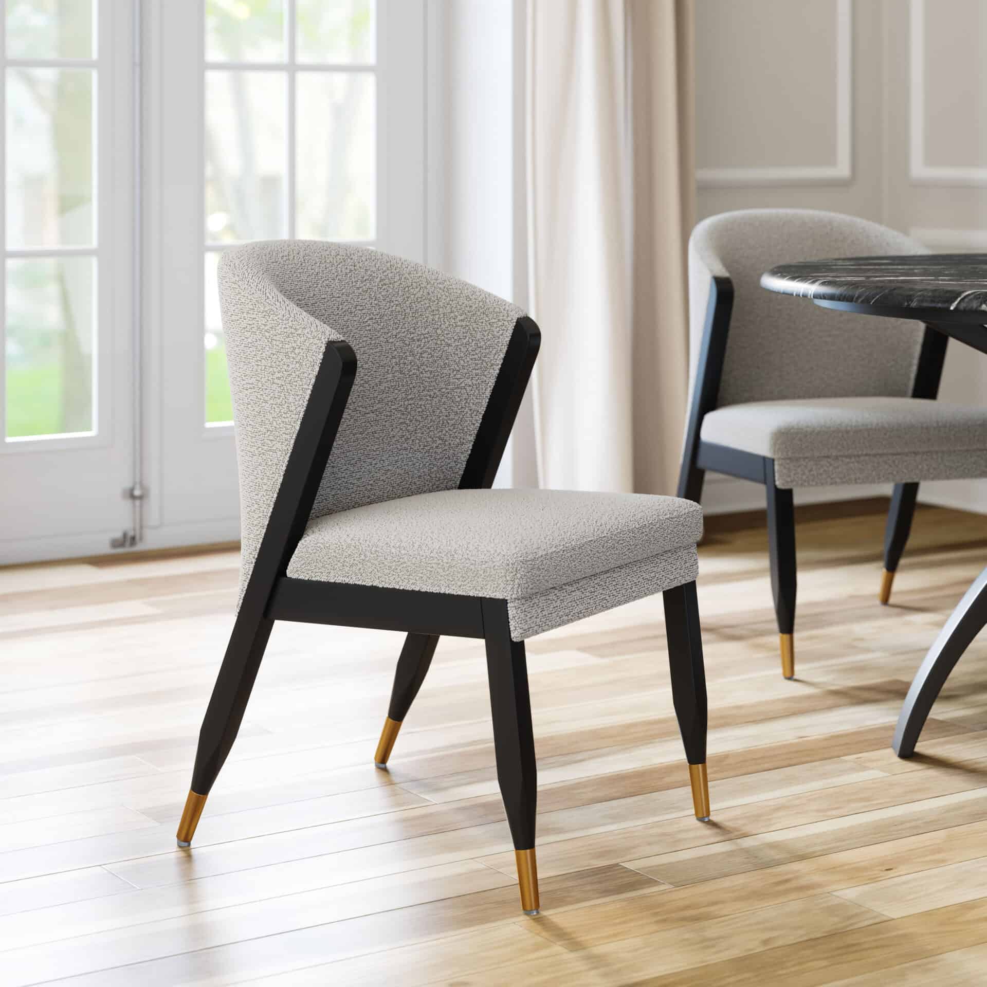 Misty Gray Dining Chair with Wood Frame and Stainless Steel Legs 1 Misty Gray Dining Chair with Wood Frame and Stainless Steel Legs