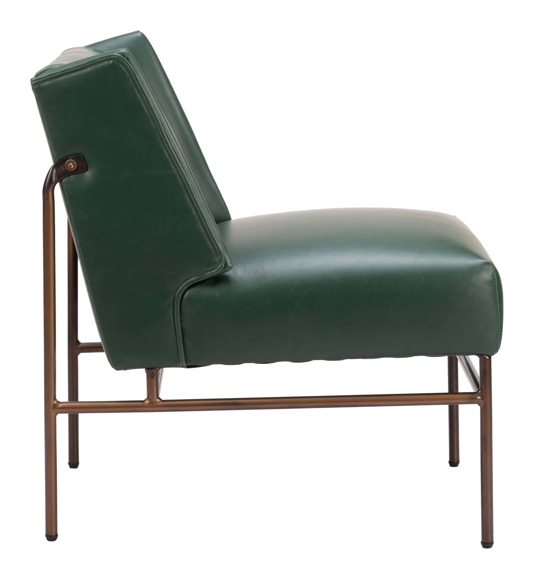 Modern Green Vinyl Accent Chair with Steel Base 3 Modern Green Vinyl Accent Chair with Steel Base - Image 3