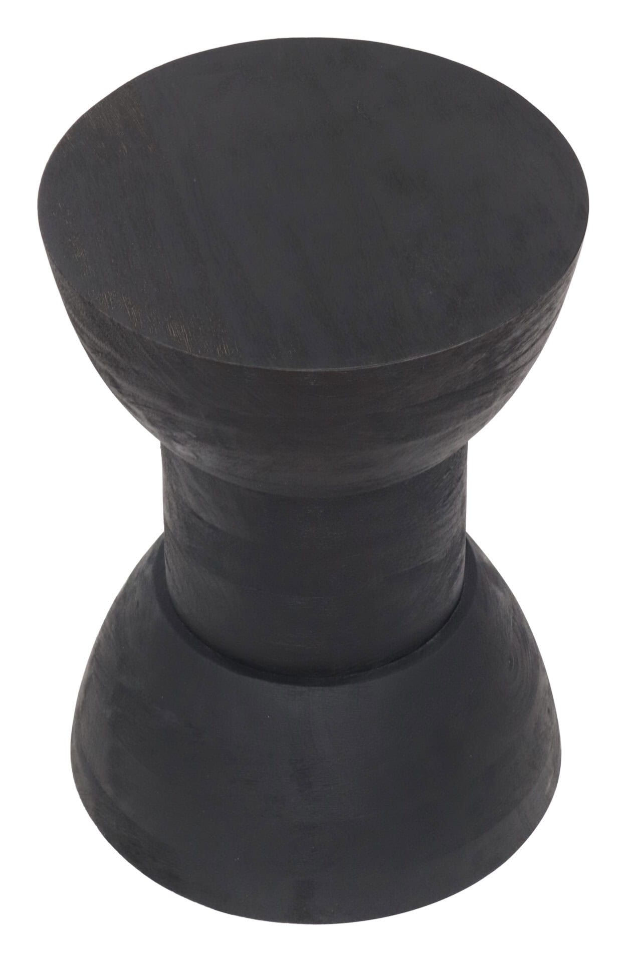 Black Mango Wood Geometric Stool and Side Table 4 Black Mango Wood Geometric Stool and Side Table - Image 4