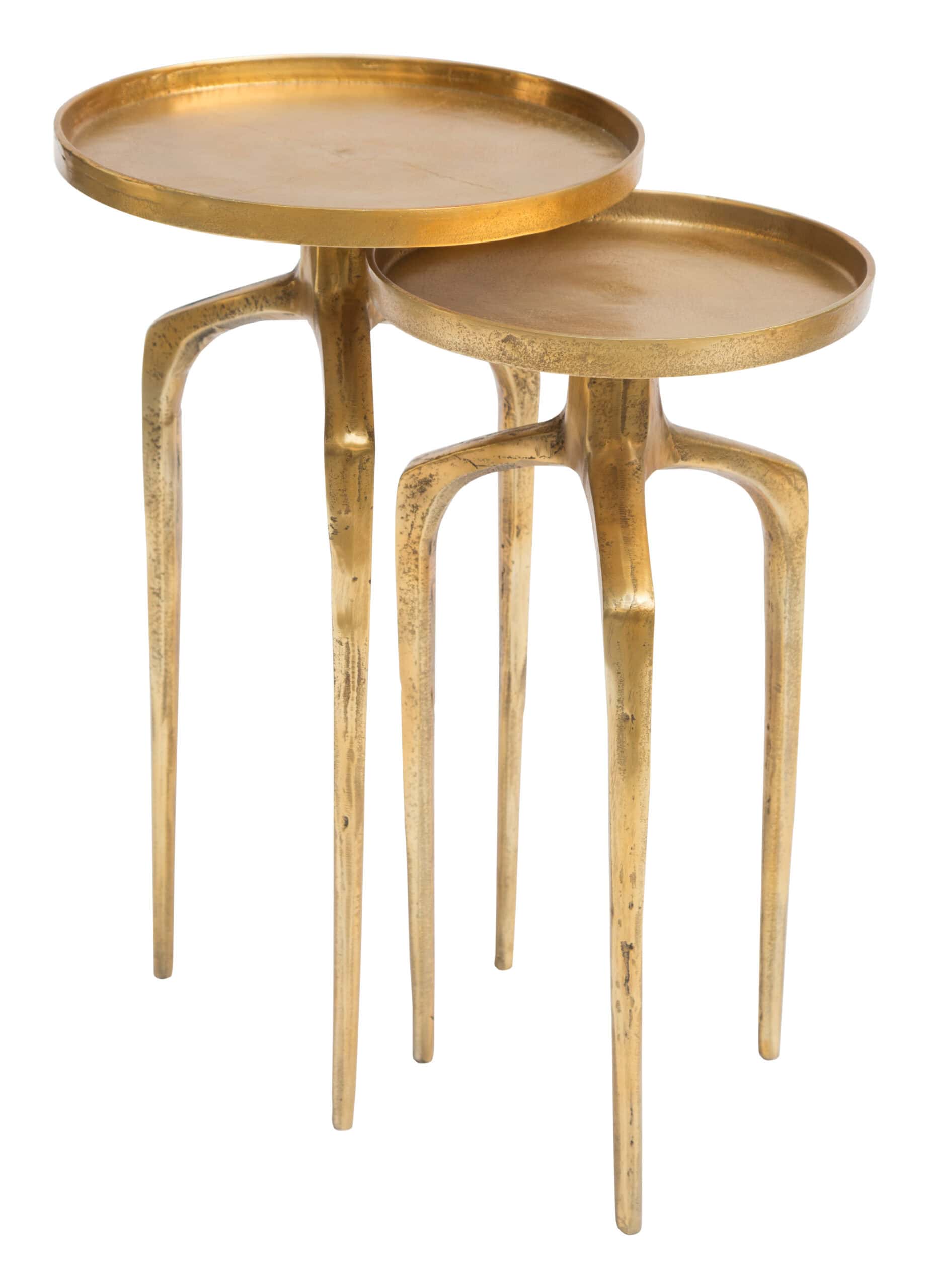 Round Antique Gold Accent Tables with Rimmed Top (Set of 2) 12 Round Antique Gold Accent Tables with Rimmed Top (Set of 2)