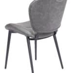 Vintage Gray Tufted Faux Leather Dining Chairs with Steel Frame (Set of 2)