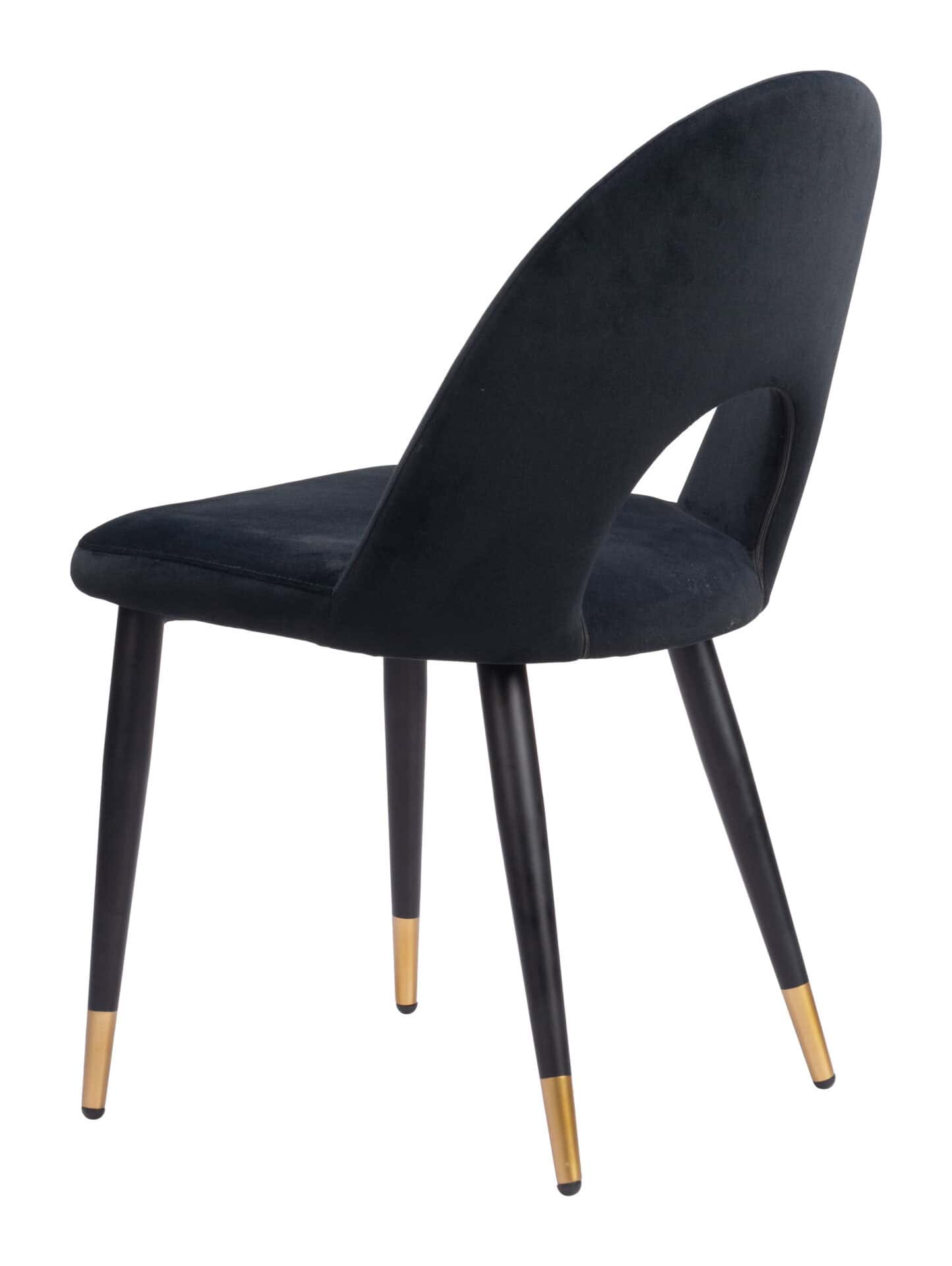 Modern Black Velvet Dining Chair with Steel Legs (Set of 2) 7 Modern Black Velvet Dining Chair with Steel Legs (Set of 2) - Image 7