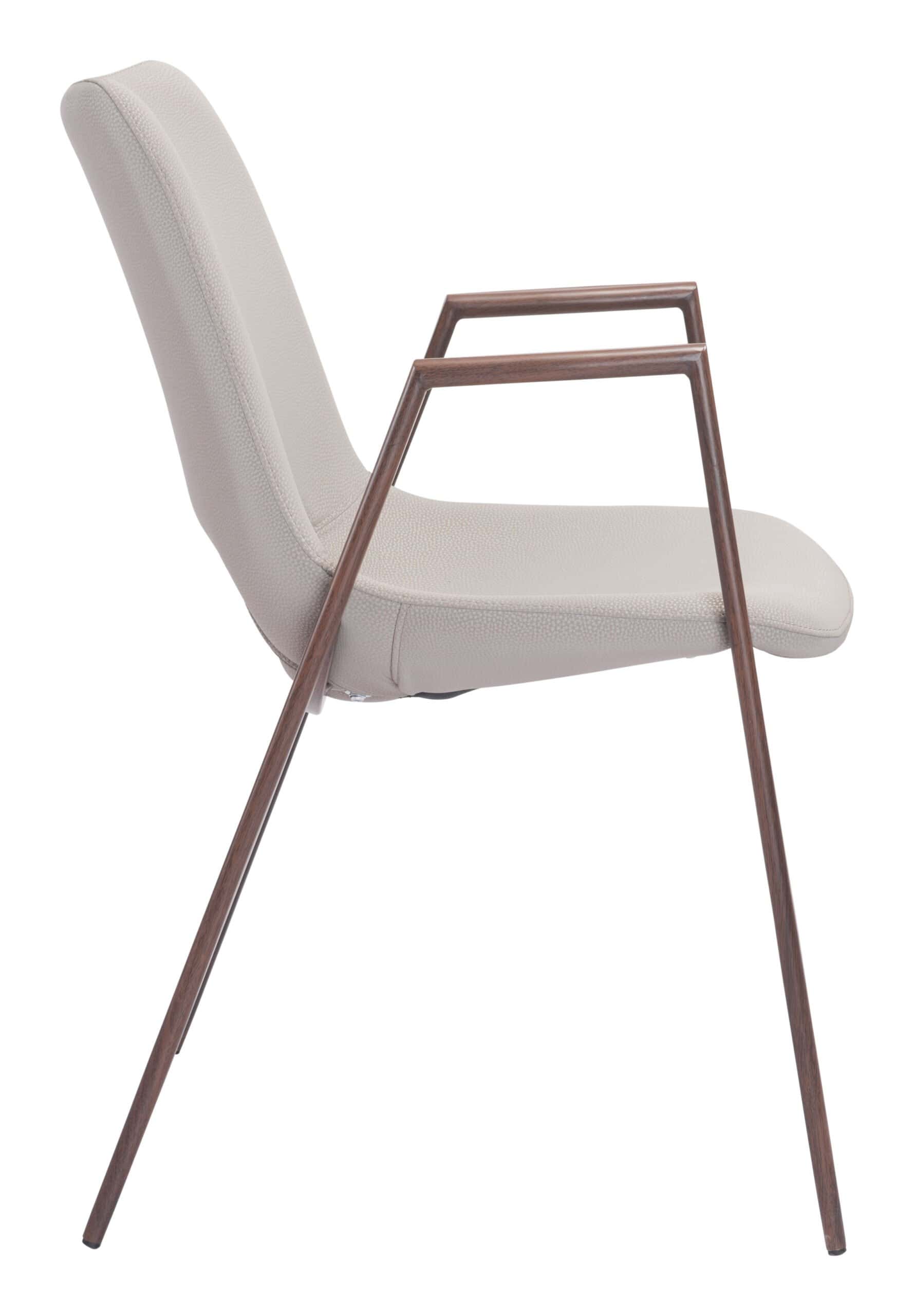 Mid-Century Faux Leather Dining Chair with Walnut Legs (Set of 2)