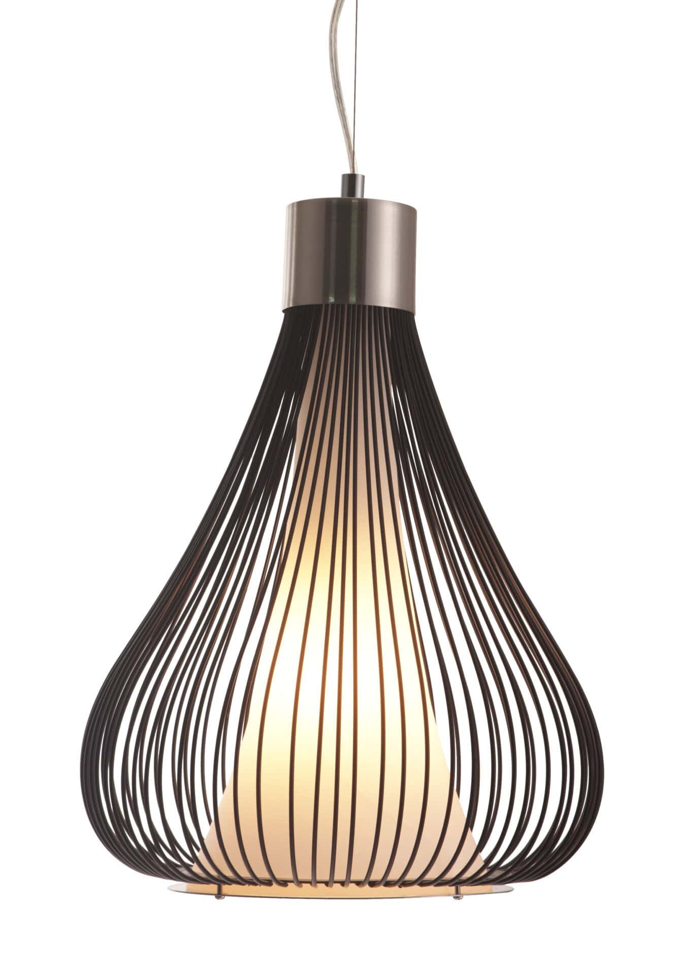 Black Teardrop Ceiling Lamp with Frosted Glass and Steel Detailing 2 Black Teardrop Ceiling Lamp with Frosted Glass and Steel Detailing - Image 2