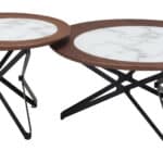 Retro Mod Mid-Century Modern Coffee Table Set with Marble Print (2-Piece)