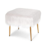 Faux Fur Vanity Stool with Golden Metal Legs for Living Room 15 Faux Fur Vanity Stool with Golden Metal Legs for Living Room