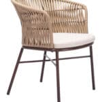 Modern Outdoor Dining Chair Weather Resistant Steel Frame (Set of 2)