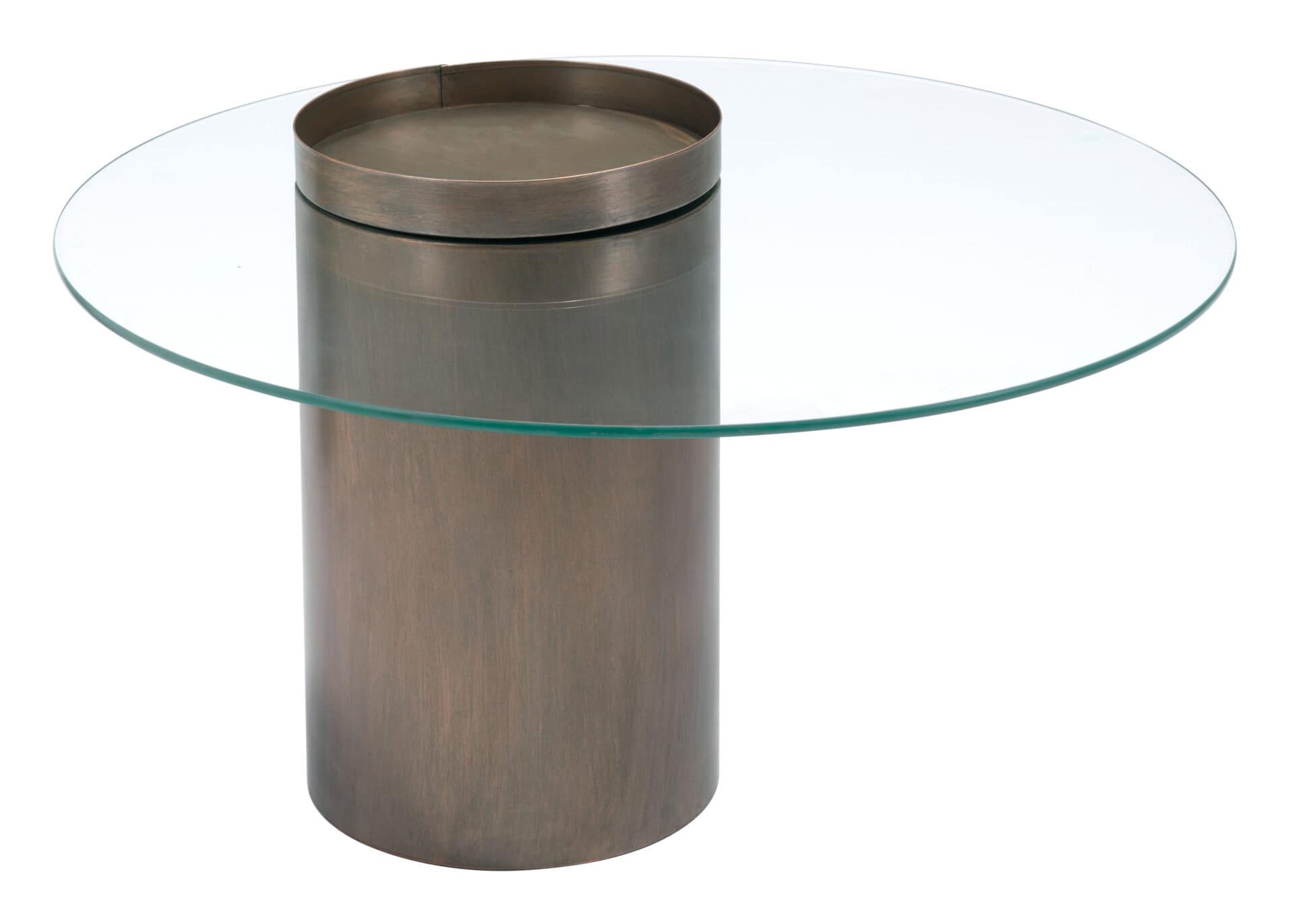 Industrial Round Coffee Table with Tempered Glass and Bronze Finish 6 Industrial Round Coffee Table with Tempered Glass and Bronze Finish - Image 6