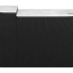 Modern White Marble Console Table with Black Wood Base (Set of 2) 13 Modern White Marble Console Table with Black Wood Base (Set of 2)