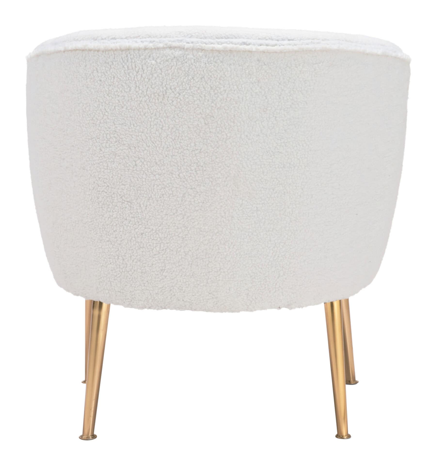 Beige Sherpa Accent Chair with Gold Legs and Armrests 5 Beige Sherpa Accent Chair with Gold Legs and Armrests - Image 5