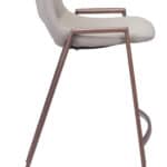 Mid-Century Modern Beige Counter Stool with Walnut Legs (Set of 2)