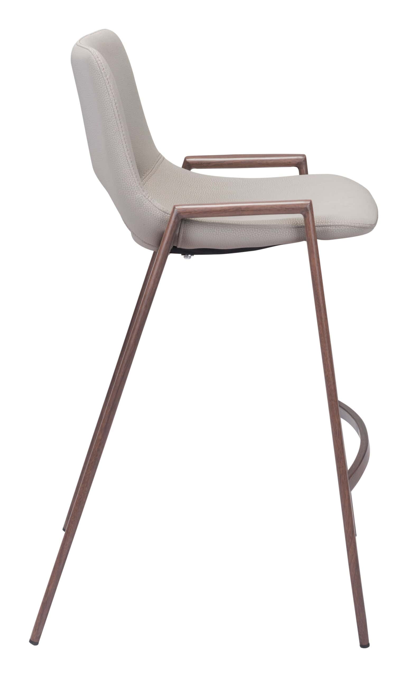 Mid-Century Modern Beige Counter Stool with Walnut Legs (Set of 2)