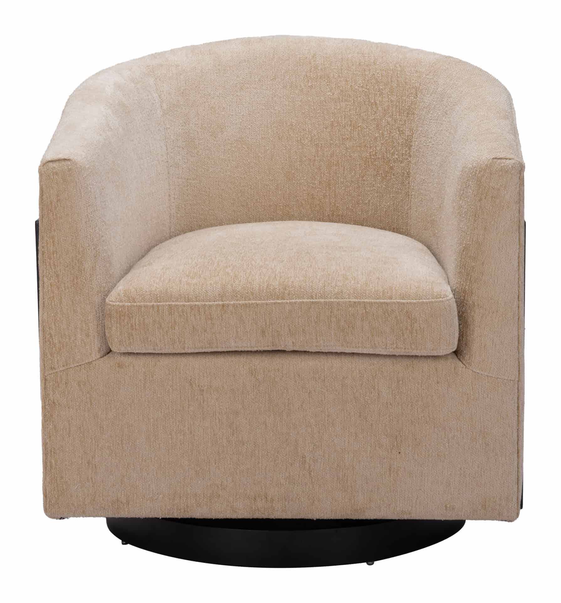 Velvet Swivel Accent Chair with Steel Base in Golden Beige 3 Velvet Swivel Accent Chair with Steel Base in Golden Beige - Image 3