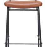 Vintage Brown Faux Leather Barstools with Steel Frame (Set of 2)